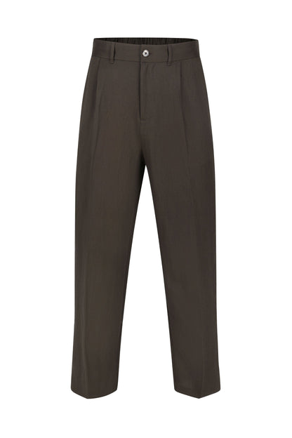 Helio Pleated Relaxed Trouser - Brown