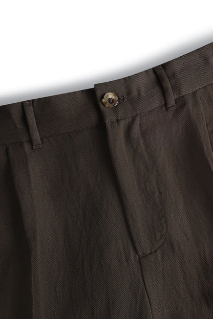 Helio Pleated Relaxed Trouser - Brown