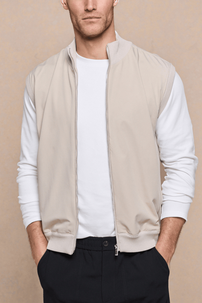 Davi Hybrid Knitted Gilet - Stone