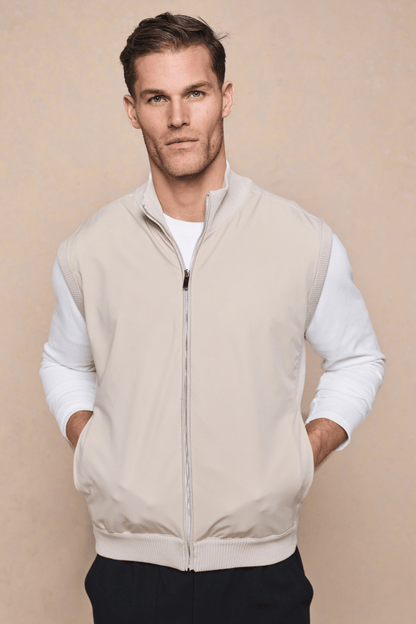 Davi Hybrid Knitted Gilet - Stone