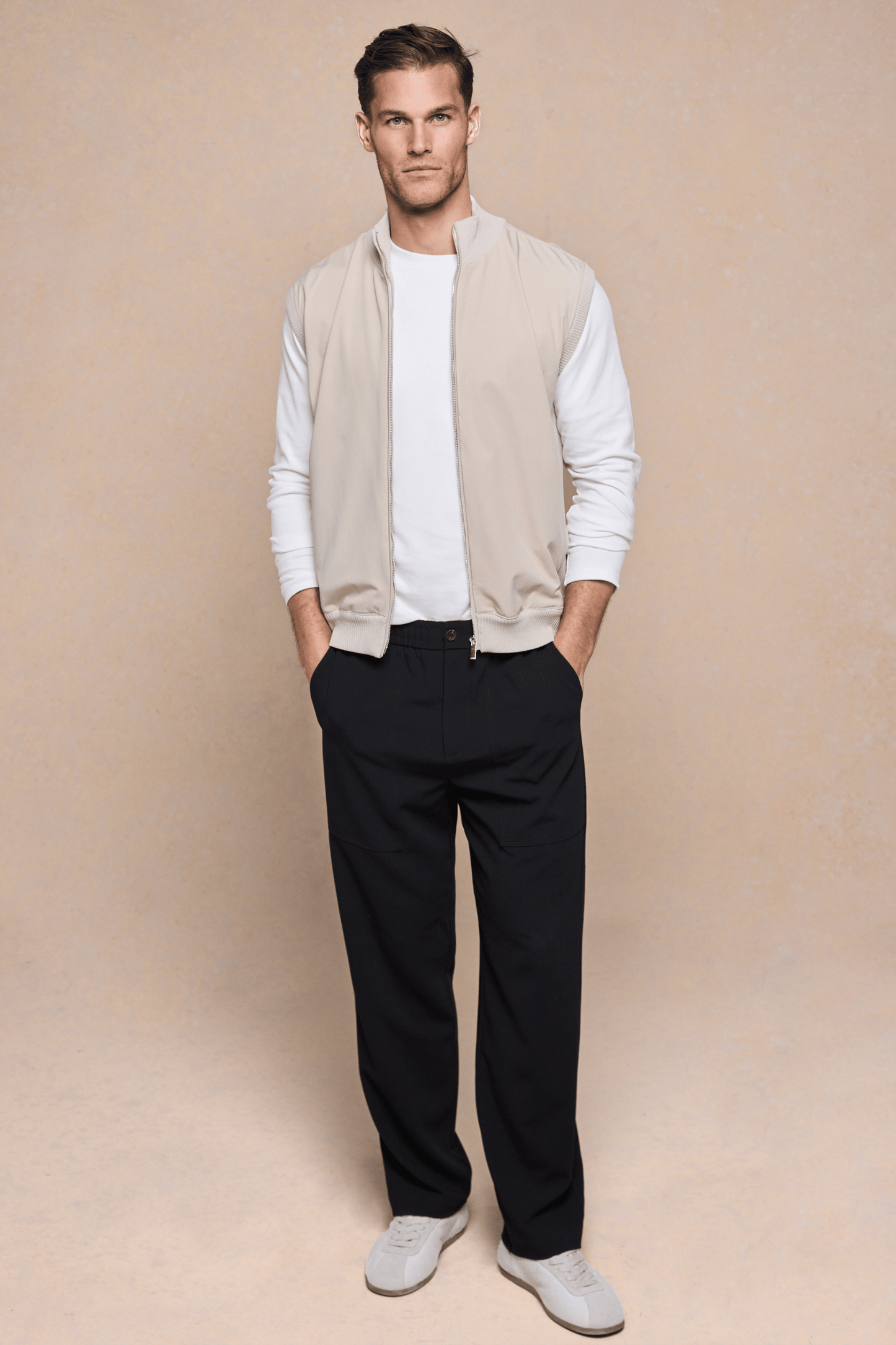 Davi Hybrid Knitted Gilet - Stone