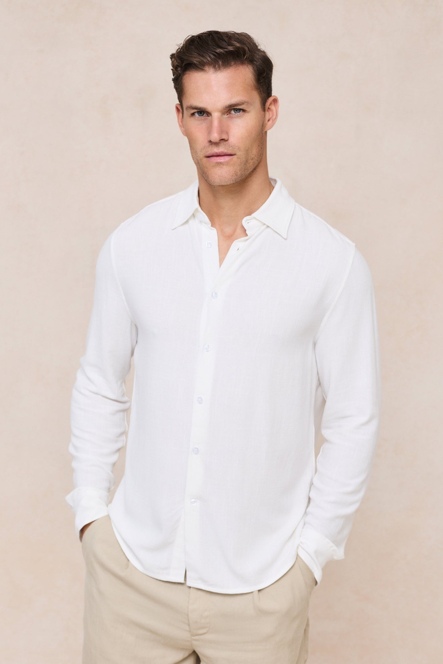 Cami Linen Classic Collar Shirt - Ecru