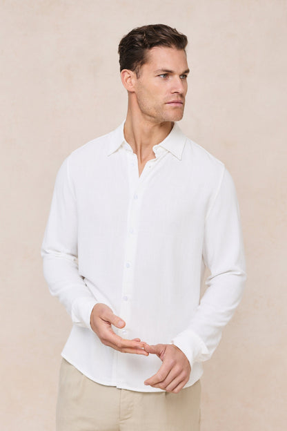 Cami Linen Classic Collar Shirt - Ecru