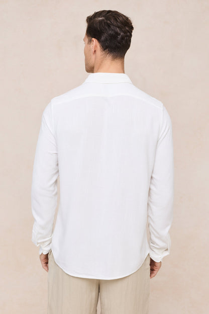 Cami Linen Classic Collar Shirt - Ecru