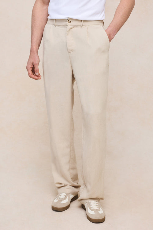 Helio Pleated Relaxed Trouser - Beige