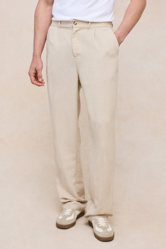 Helio Pleated Relaxed Trouser - Beige