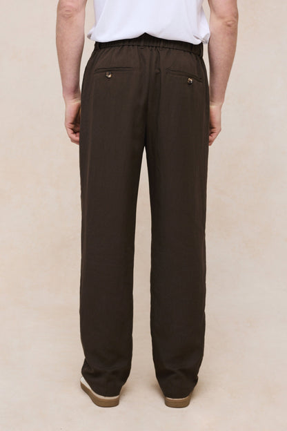 Helio Pleated Relaxed Trouser - Brown